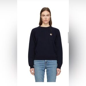 MAISON KITSUNE Navy Logo Sweatshirt Size Small